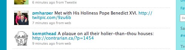 Screenshots: coincidental tweets.